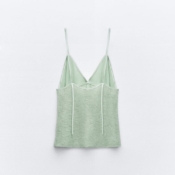 MIXED KNIT CAMISOLE/Satin - Picture 5 of 9